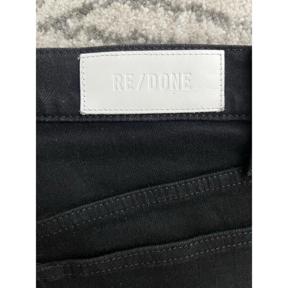 RE/DONE High Rise Black Stretch 70s Stove Pipe Jeans Button Fly Raw Hem Size 28 - Picture 8 of 15